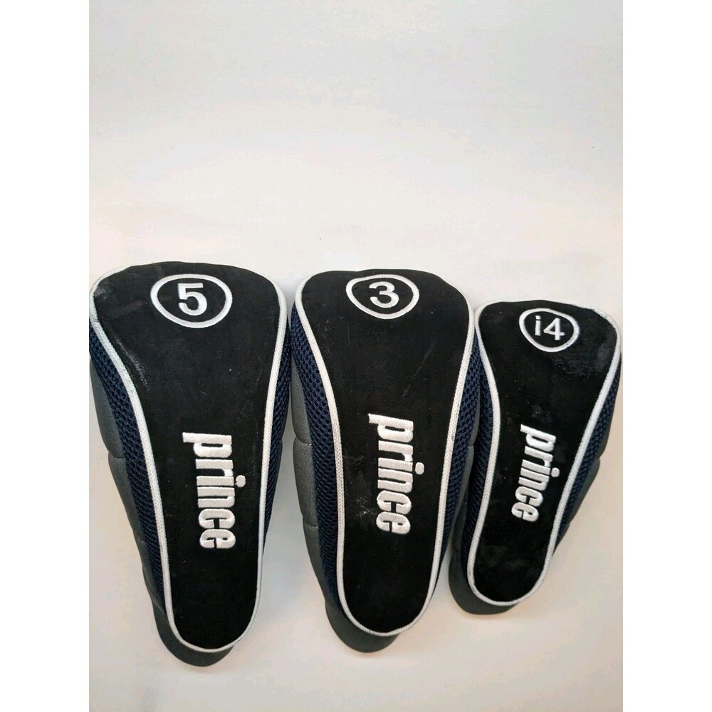 Prince Golf Club Head Cover Lot of 3 Set 5, 3, i4 Black Gray Sports Driver Iron